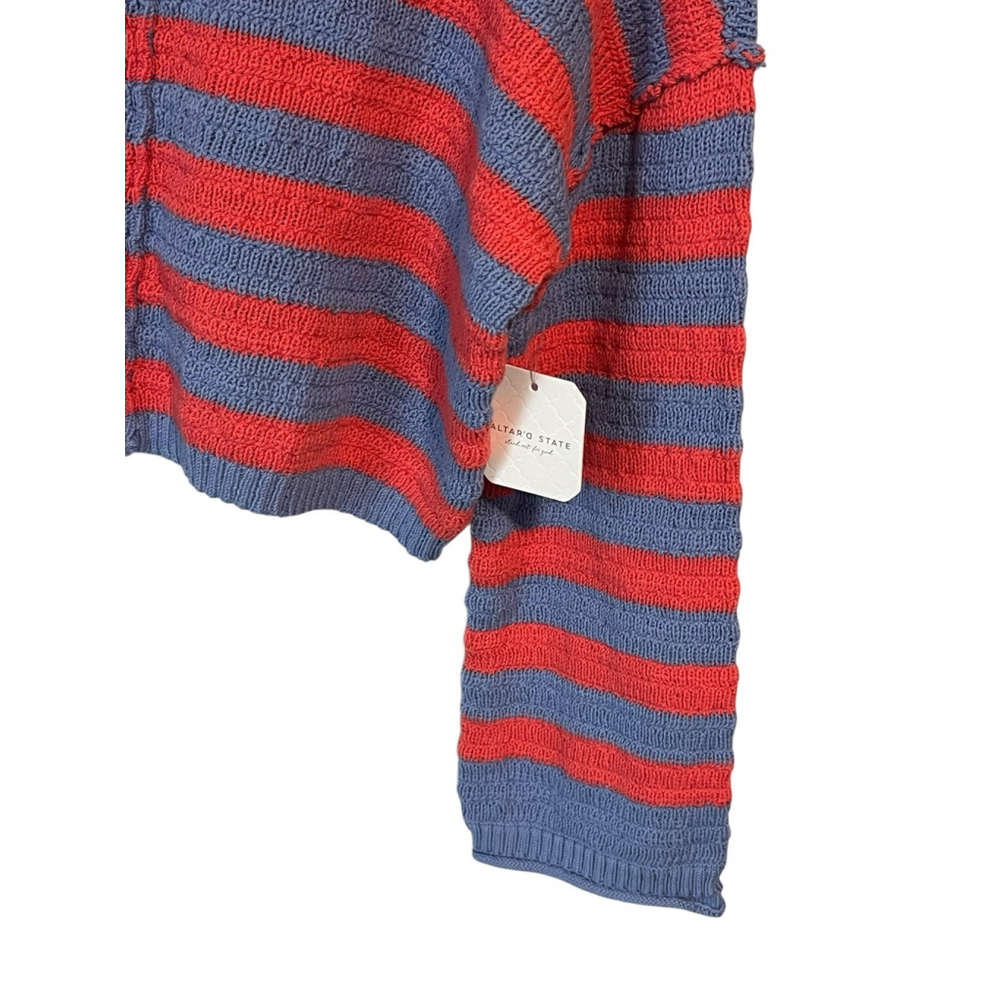 Altar'd State Cropped Striped Sweater Blue Orange Size Small - Picture 5 of 10